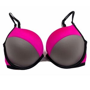 34DD Victorias Secret VERY SEXY Push Up Bra Underwired Padded Gel Pink Black